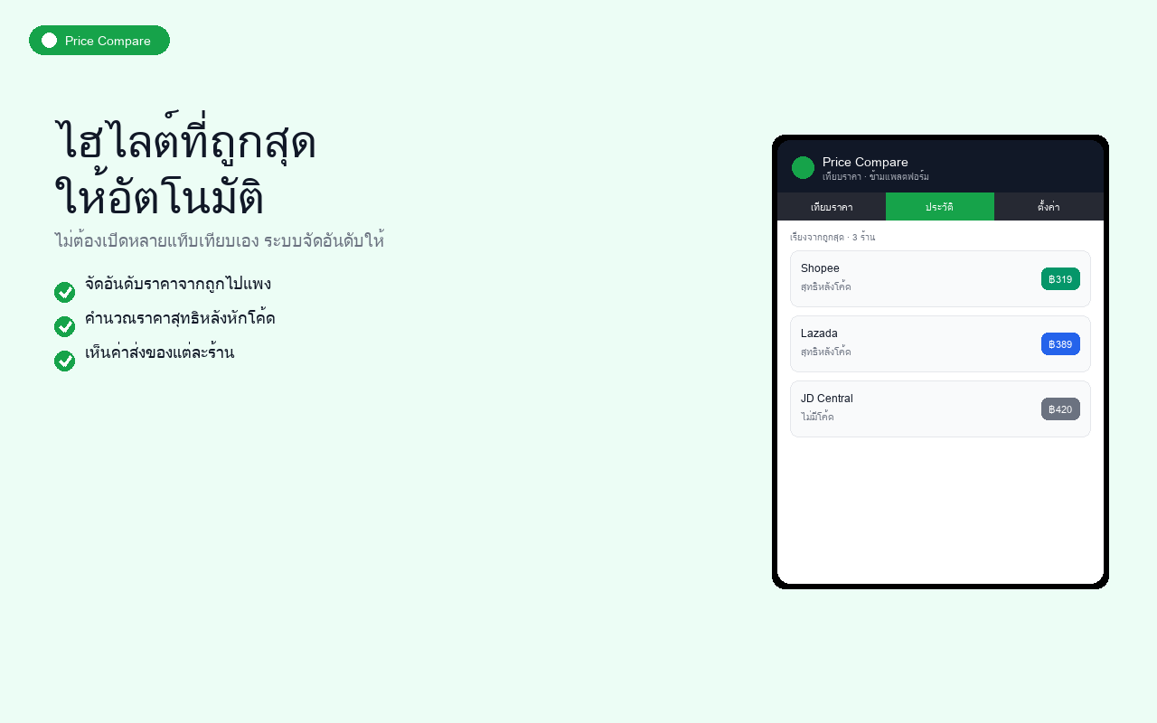 Price Compare ตัวอย่างที่ 2