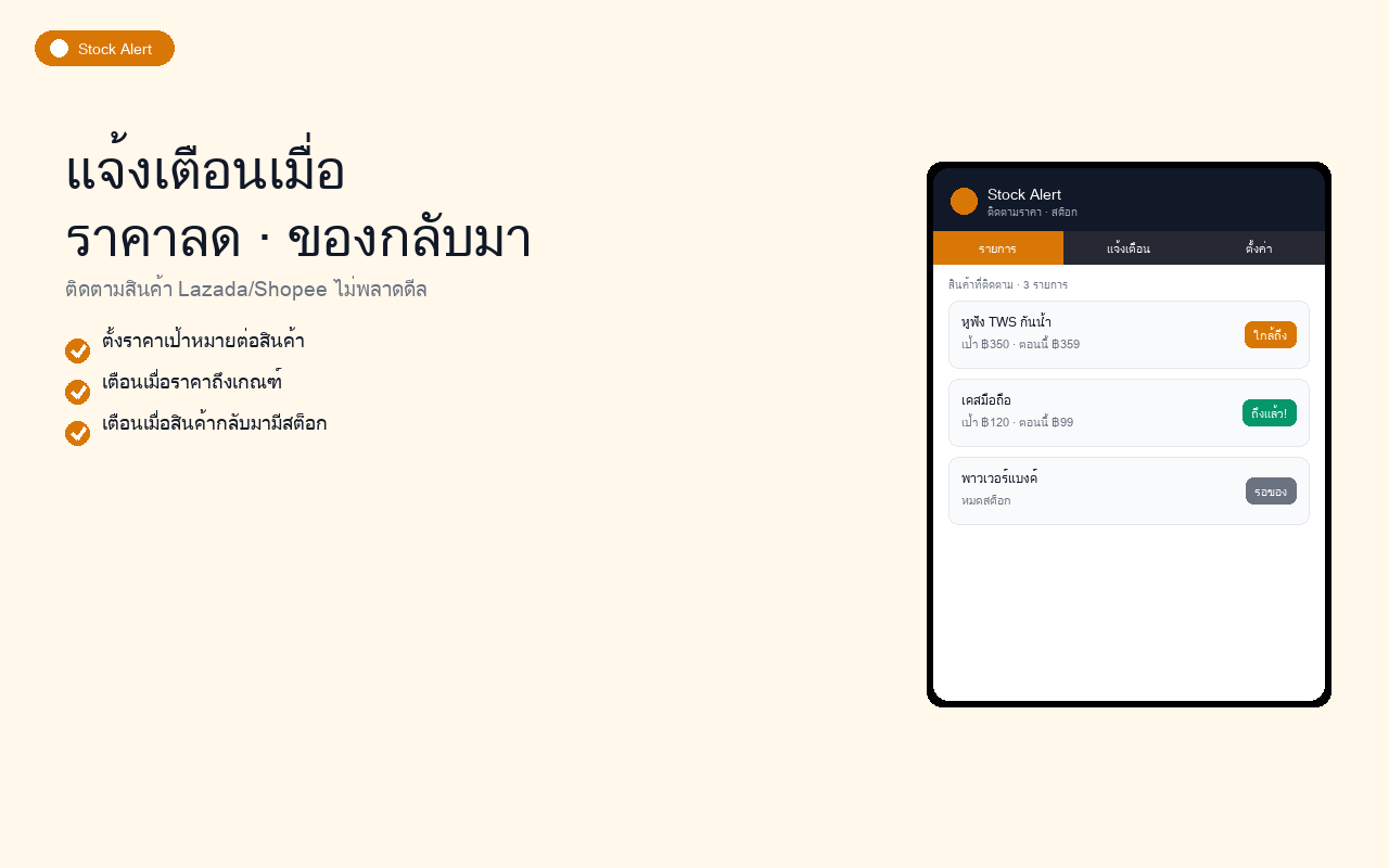 Stock Alert ตัวอย่างที่ 1